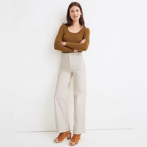Madewell Emmett Wide Leg Full Length Pant in Khaki/Tan sz 25